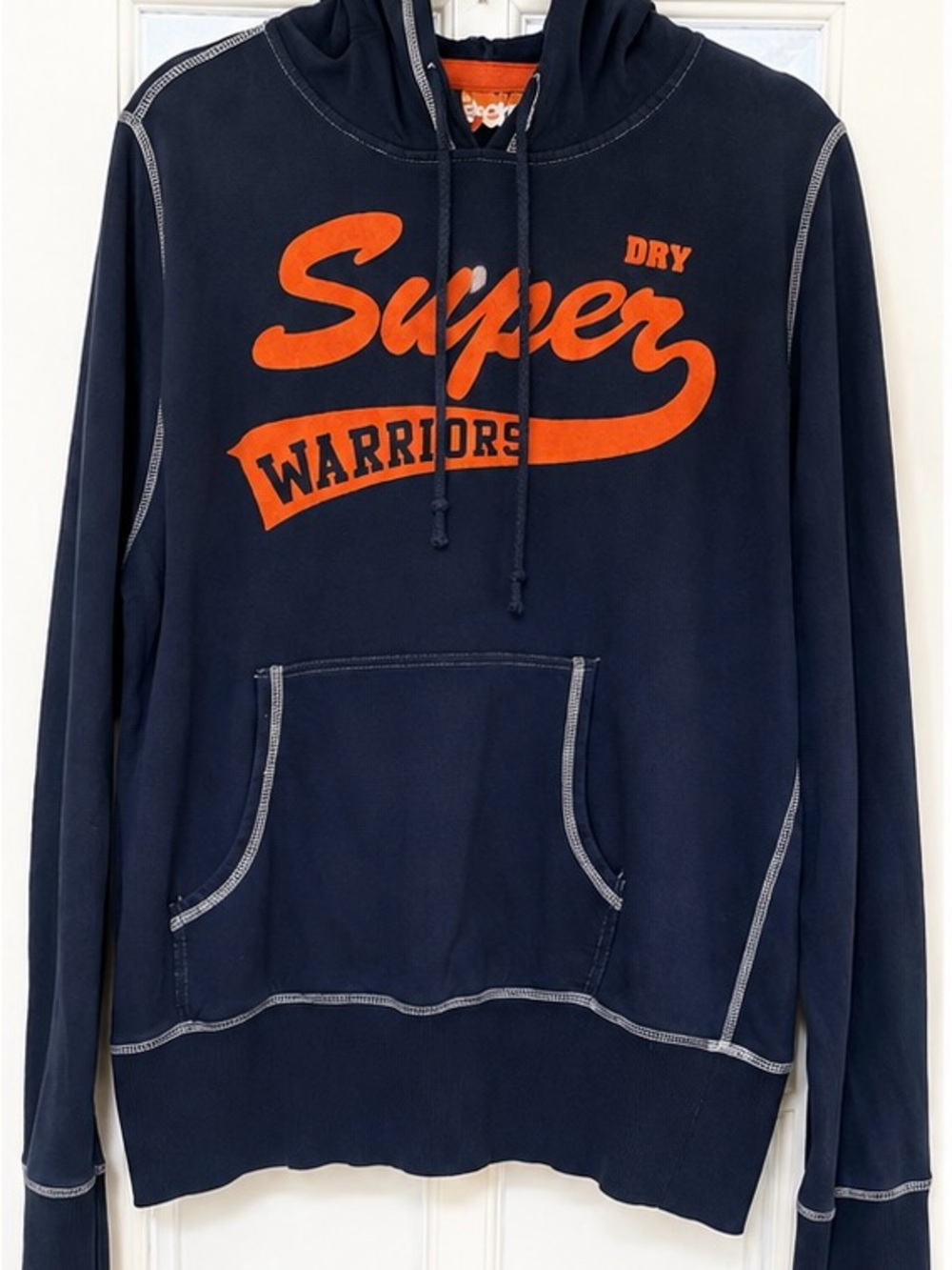 Superdry Navy Hoodie with Orange 'Super Warriors' Logo